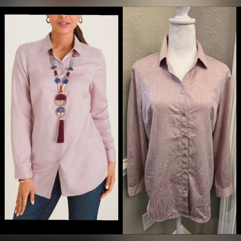 Chico's Paisley Jacquard Blouse, Size 1 (Medium)